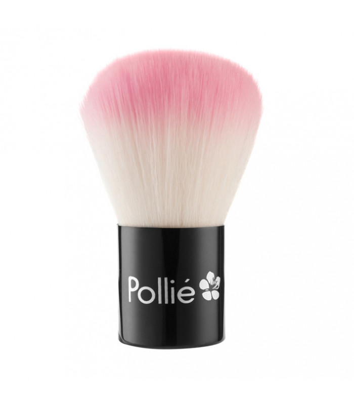 Pinceau Kabuki poil synthétique rose.