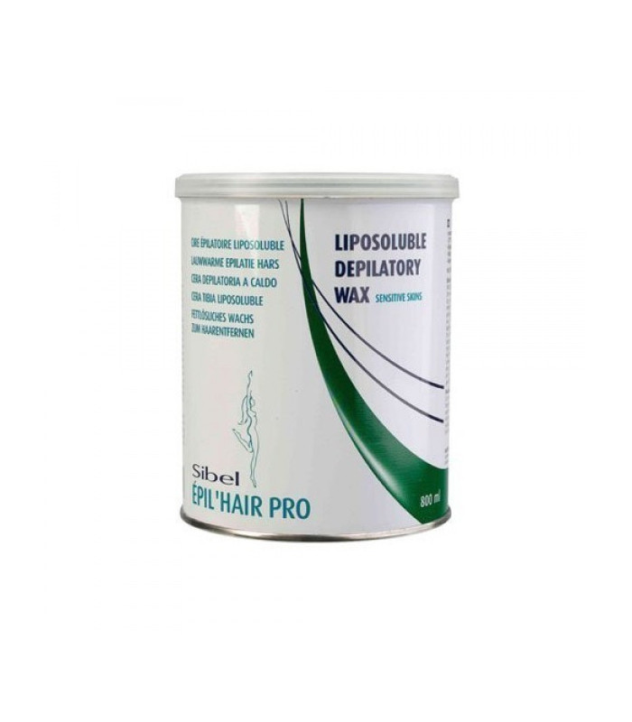 Pot de cire verte 800 ml AVEC bandes peaux sensibles SIBEL