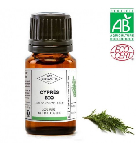 Huile essentielle de Cyprès bio 10ml avec packaging MY COSMETIK