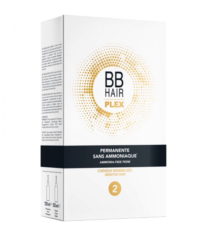 Kit permanente sans amoniaque BB Hair plex n°2 cheveux sensibilisés