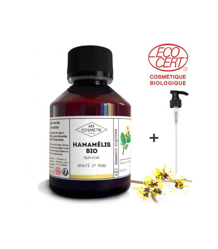 Hydrolat d'Hamamélis biologique 250ml avec pompe MY COSMETIK