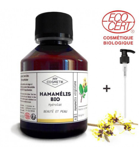 Hydrolat d'Hamamélis biologique 250ml avec pompe MY COSMETIK