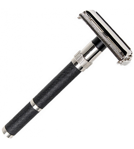 Rasoir de sureté ouverture papillon  manche noir extra long 10 cm  65 g  Parker