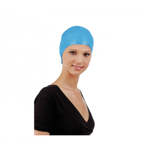 Bonnet mèches caoutchouc bleu Sibel