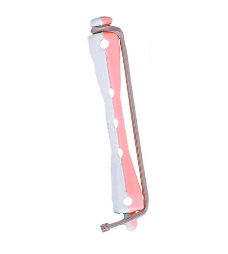 Bigoudis par 12 diamètre 06,5 mm longueur 60 mm Rose/Blanc