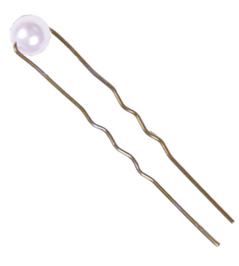 6 épingles bronze à chignon PERLE Blanche