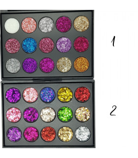 Palette 15 fards à paupières pailletés