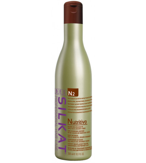 Baume sans rinçage cheveux abimés Silkat 300 ml.
